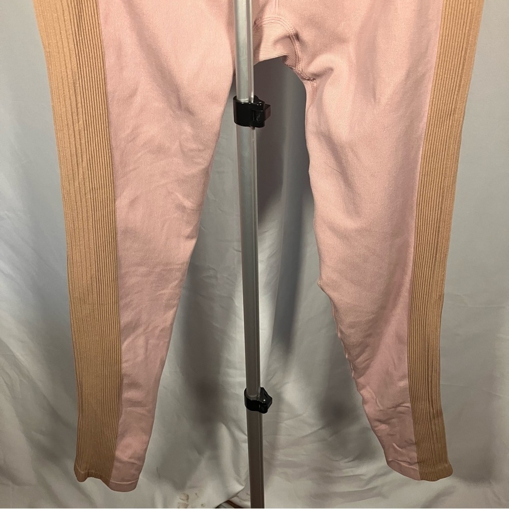 Ryka Pink and Tan High-Waisted, ribbed, seamless compression leggings, XL - Picture 7 of 7